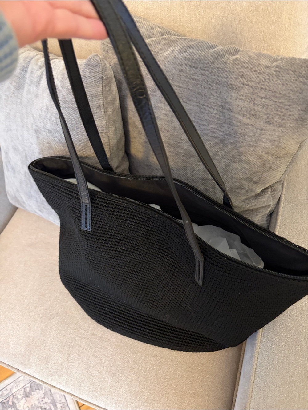 Le Sec Knit Tote with Leather Trim - Picture 5 of 6